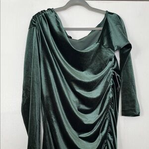 Eloquii One Shoulder Emerald Velvet Dress